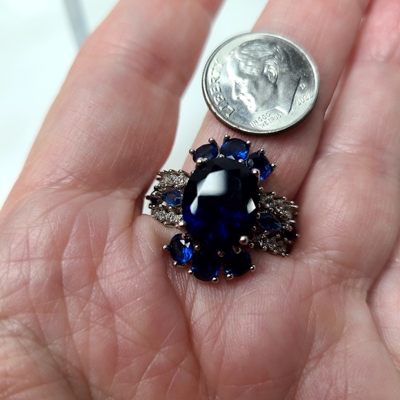 Blue Sapphire Statement Ring - Picture 8 of 10